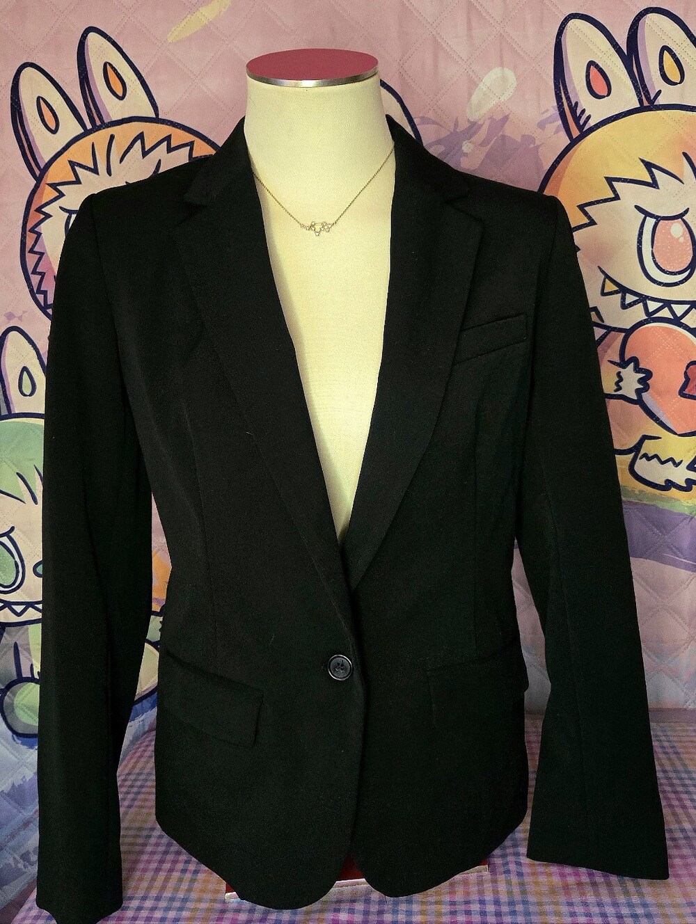 Womens fitted black suit blazer top size 8 a new day